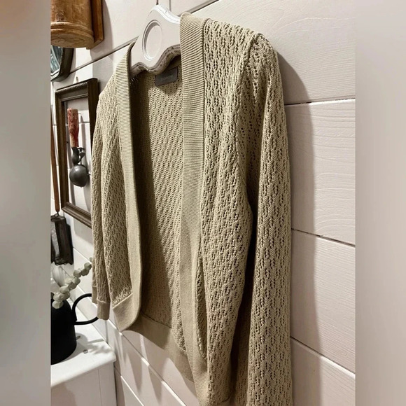 LIZ CLAIBORNE tan open front cardigan size M - Picture 7 of 8